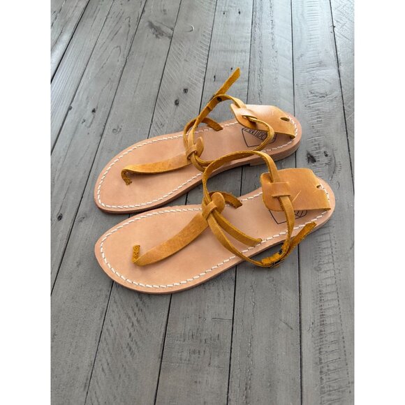 Antidoti Suede Leather T Strap Flat Sandals Size 39 - Picture 1 of 7